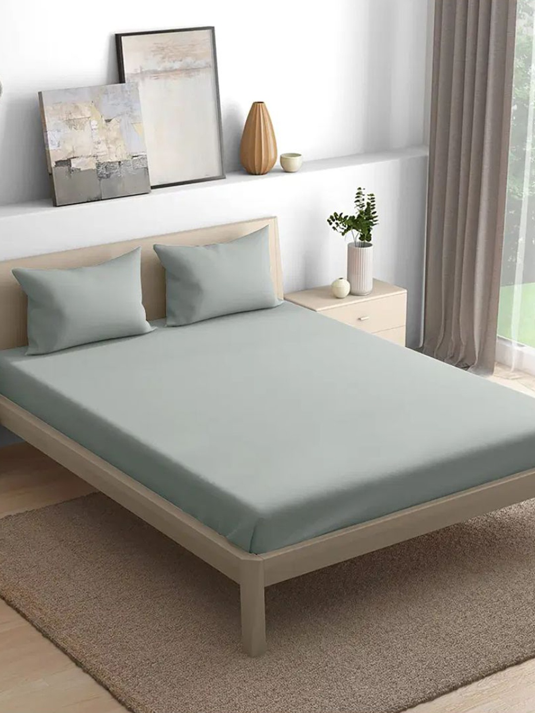 

wakefit Grey Cotton 300 TC King Bedsheet With 2 Pillow Covers