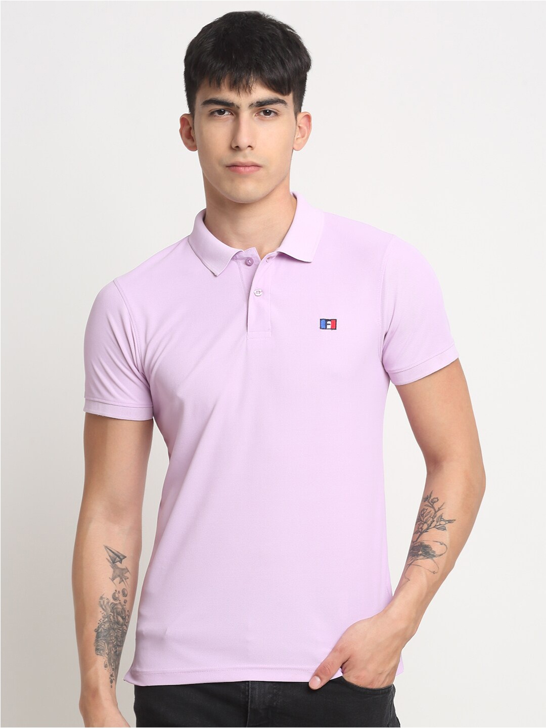 

FRENCH FLEXIOUS Polo Collar Knitted T-shirt, Purple