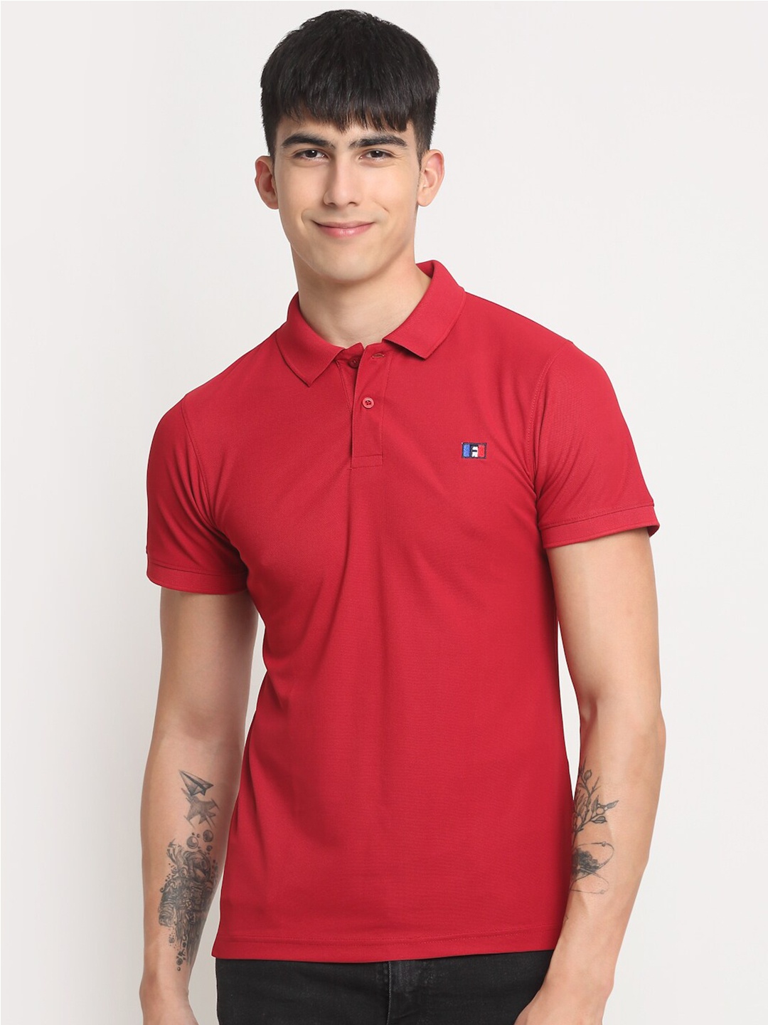 

FRENCH FLEXIOUS Polo Collar Knitted T-shirt, Maroon