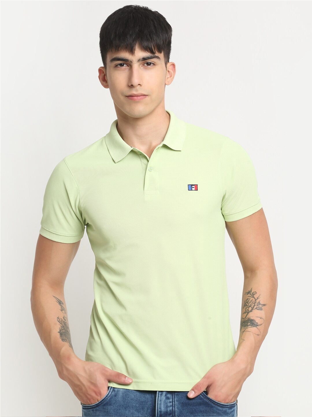 

FRENCH FLEXIOUS Polo Collar Short Sleeves T-shirt, Green