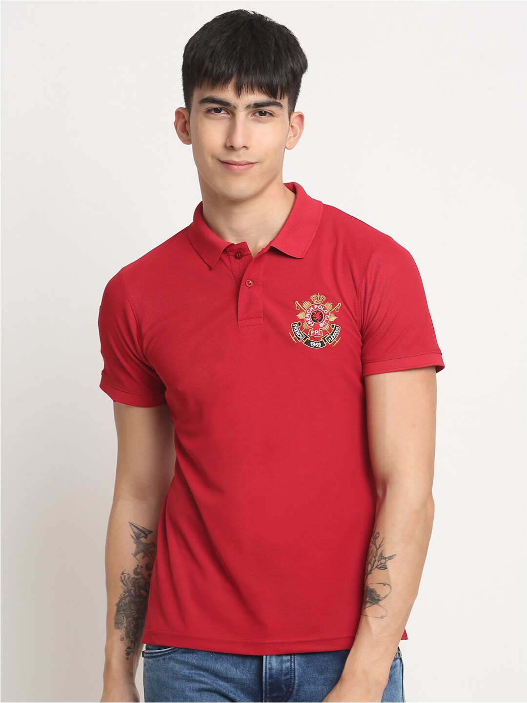 

FRENCH FLEXIOUS Polo Collar Short Sleeves T-shirt, Maroon