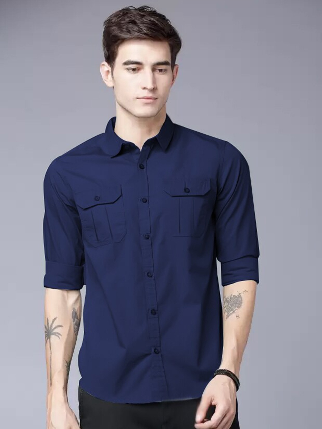 

PLUS 91 Sport Fit Cotton Casual Shirt, Blue