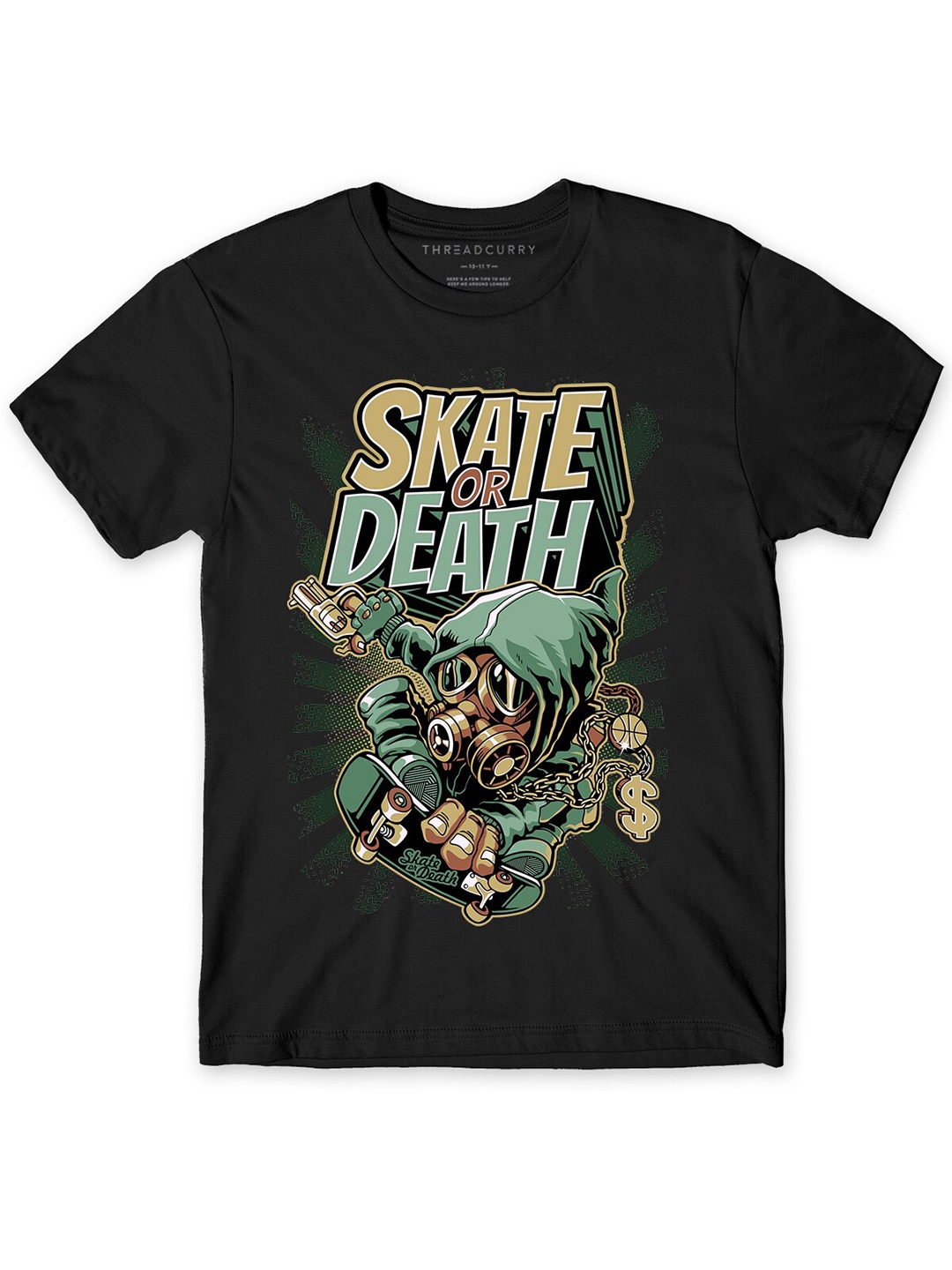 THREADCURRY Boys Graphic Printed Cotton T-Shirt, Black