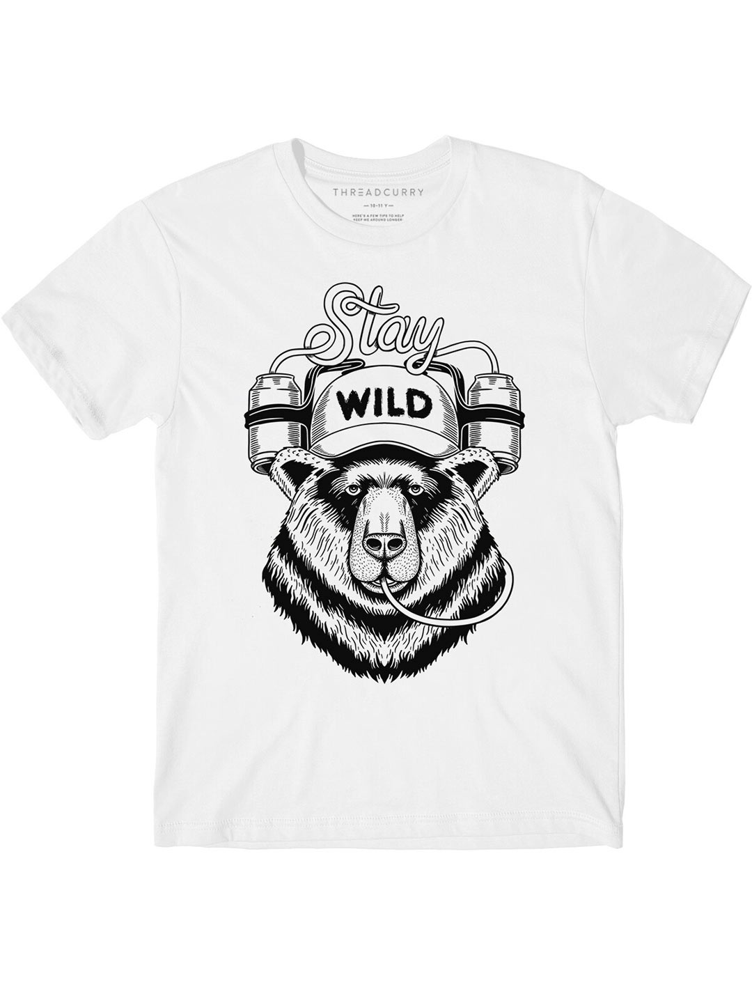 

THREADCURRY Boys Printed Round Neck Cotton T-shirt, White