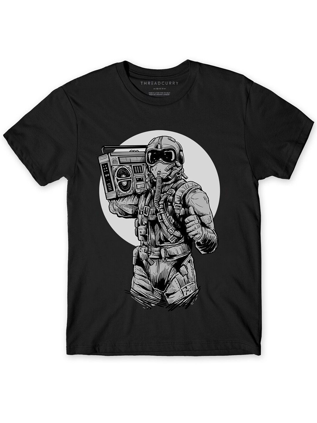 

THREADCURRY Boys Graphic Printed Cotton T-shirt, Black