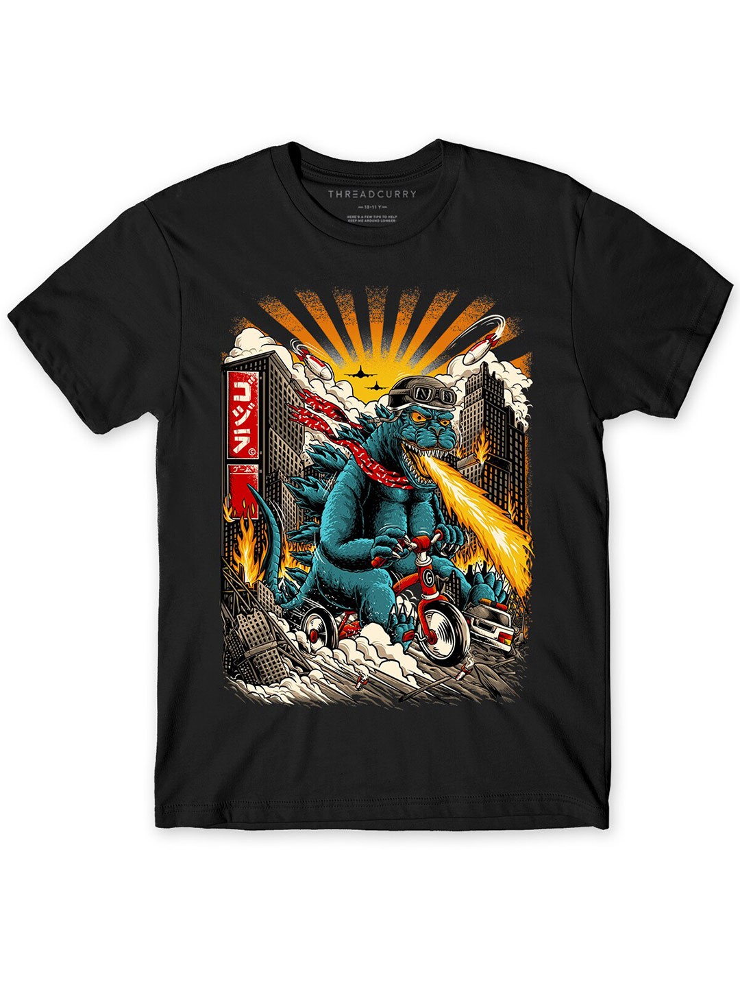 

THREADCURRY Boys Graphic Printed Cotton T-shirt, Black