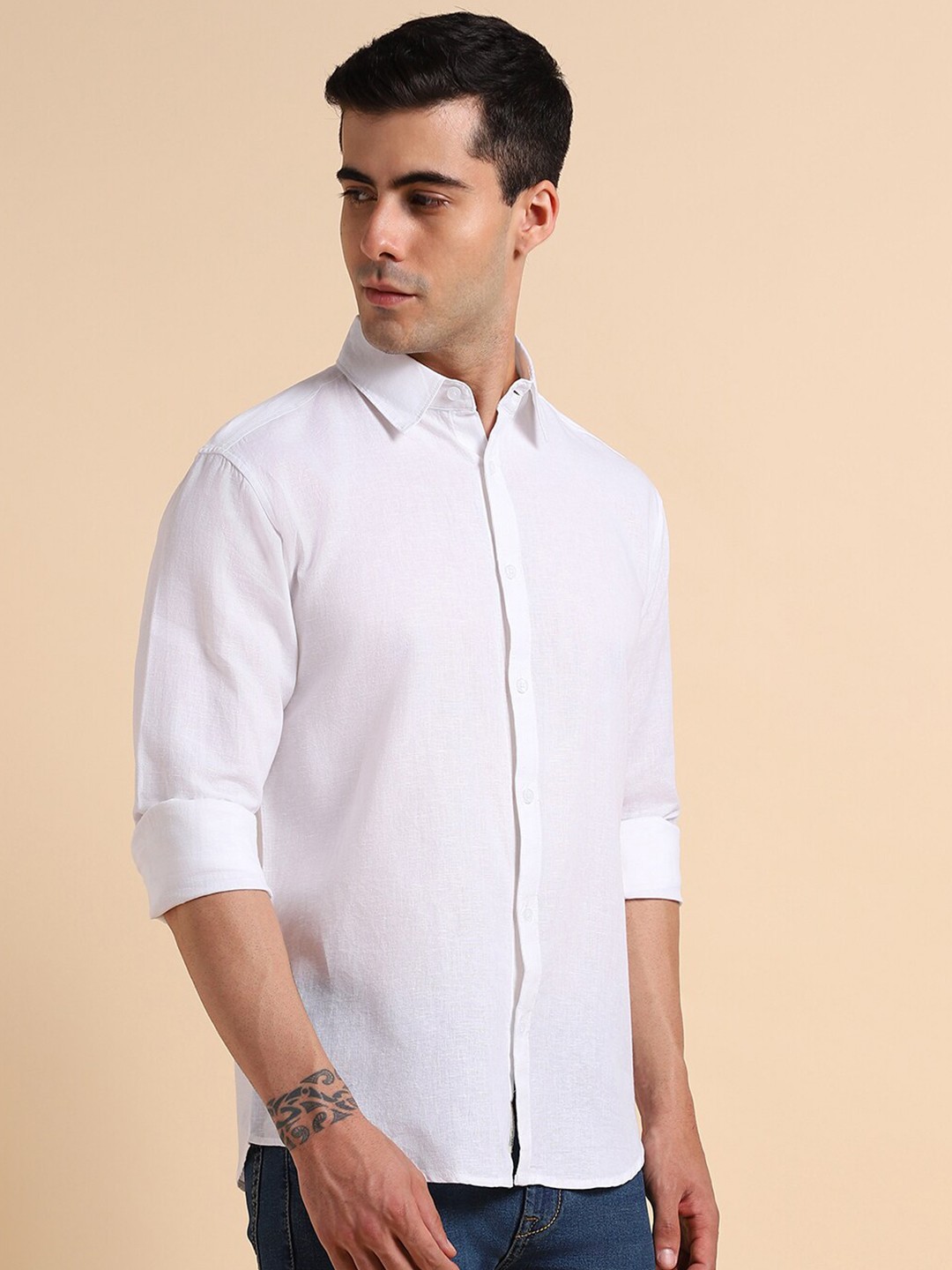 

Dennis Lingo Slim Fit Slim Fit Cotton Linen Casual Shirt, White