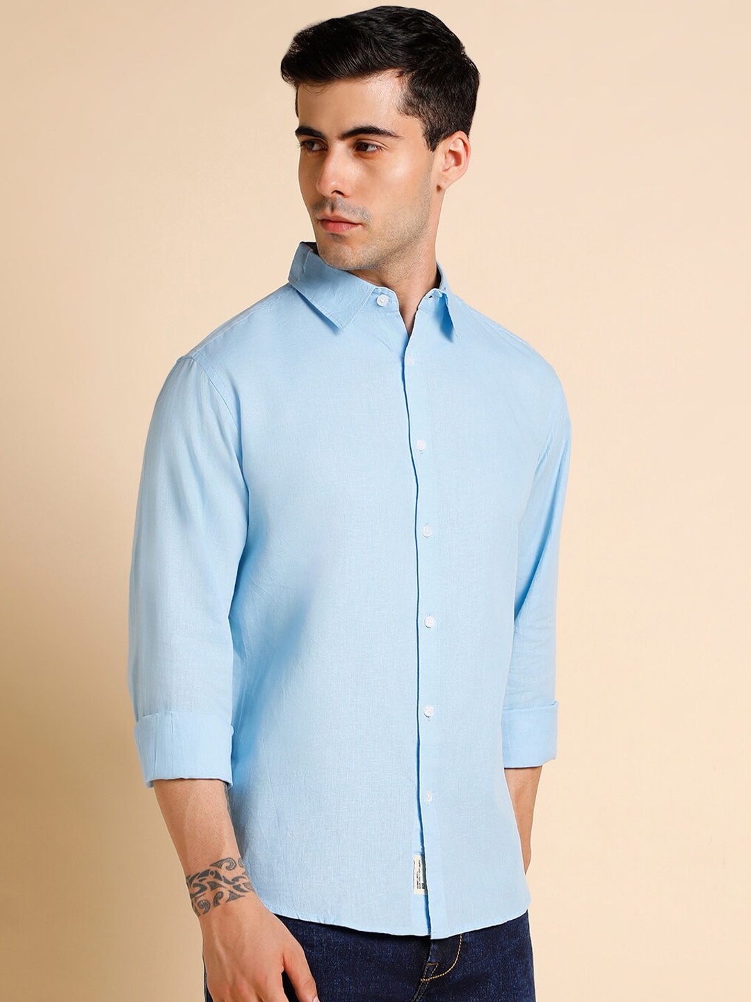 

Dennis Lingo Slim Fit Cotton Linen Casual Shirt, Blue