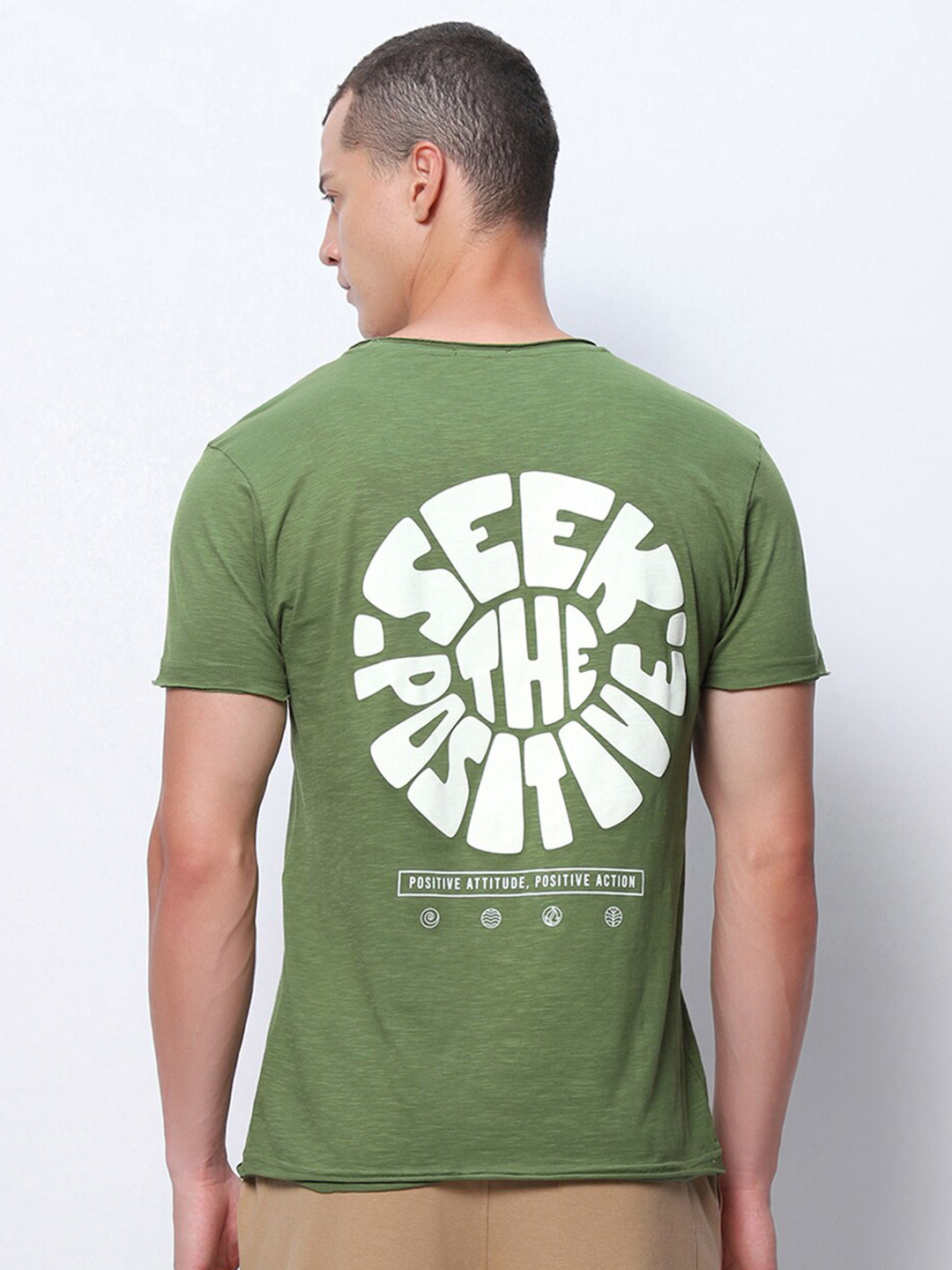 

Bewakoof Air 1.0 Peace Seeker Graphic Printed T-shirt, Green