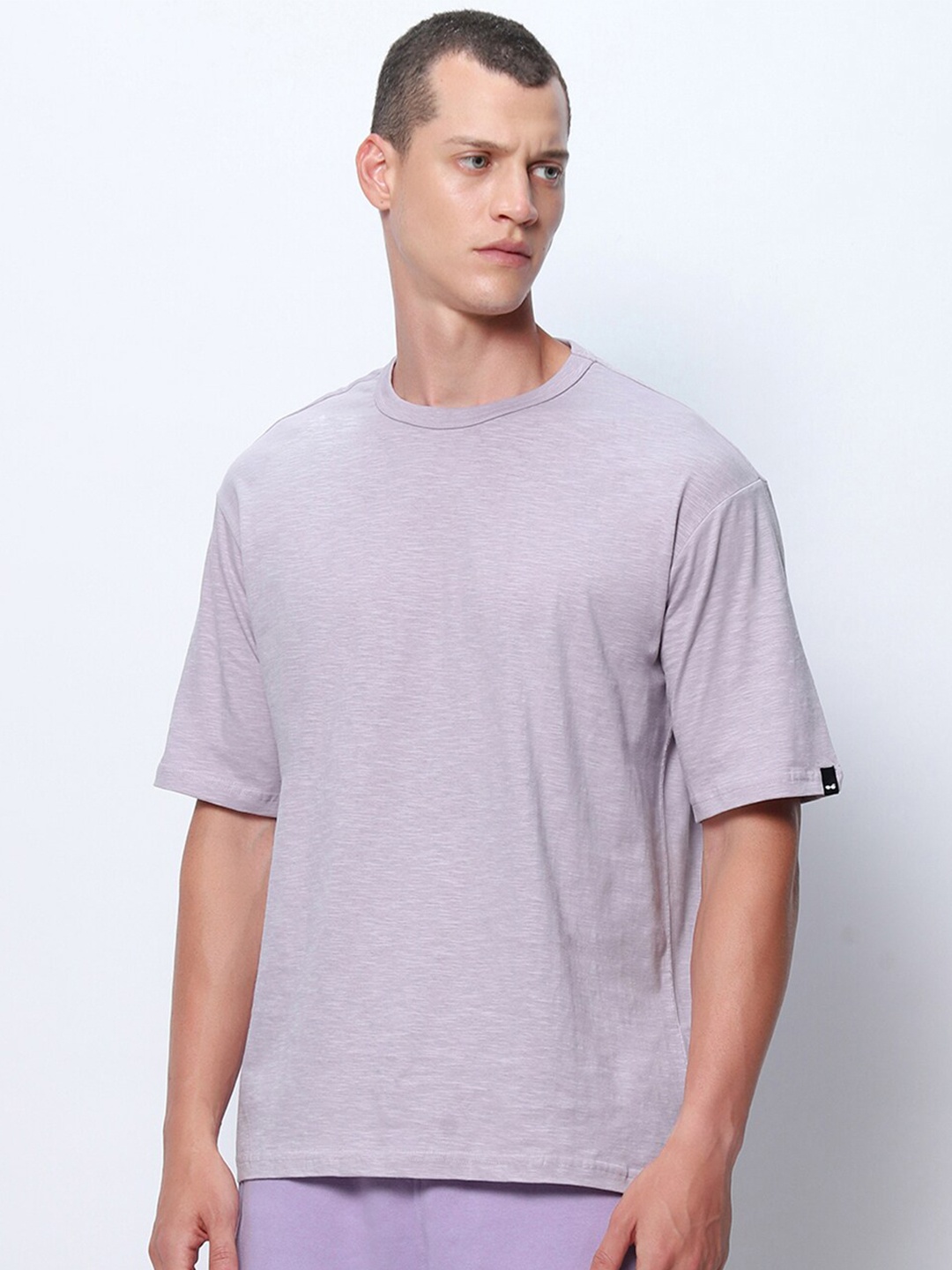 

Bewakoof Air 1.0 Men Oversized Pure Cotton T-shirt, Purple