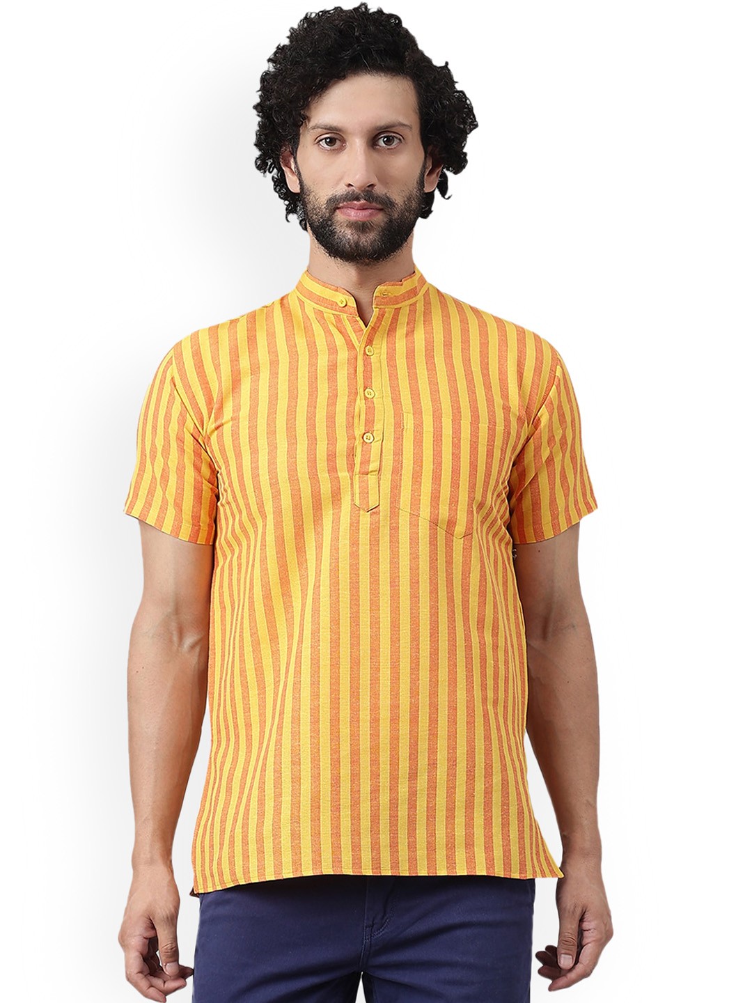 

RIAG Striped Mandarin Collar Kurta, Yellow