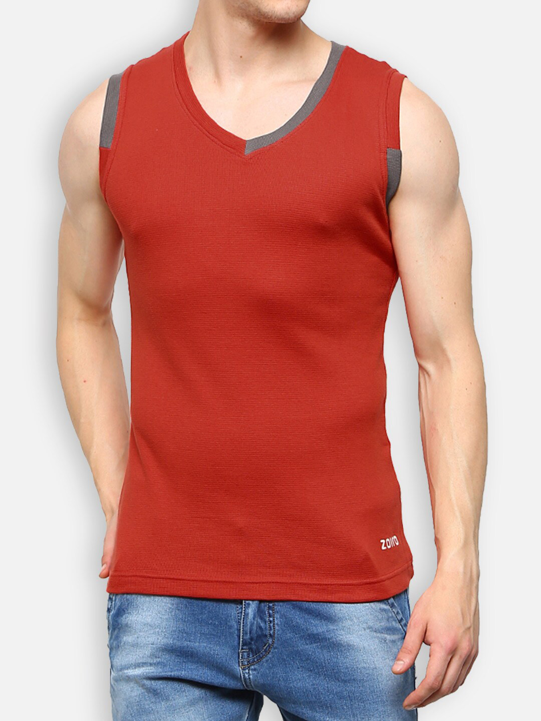 

Zoiro Cotton Sleeveless Gym Innerwear Vests, Red