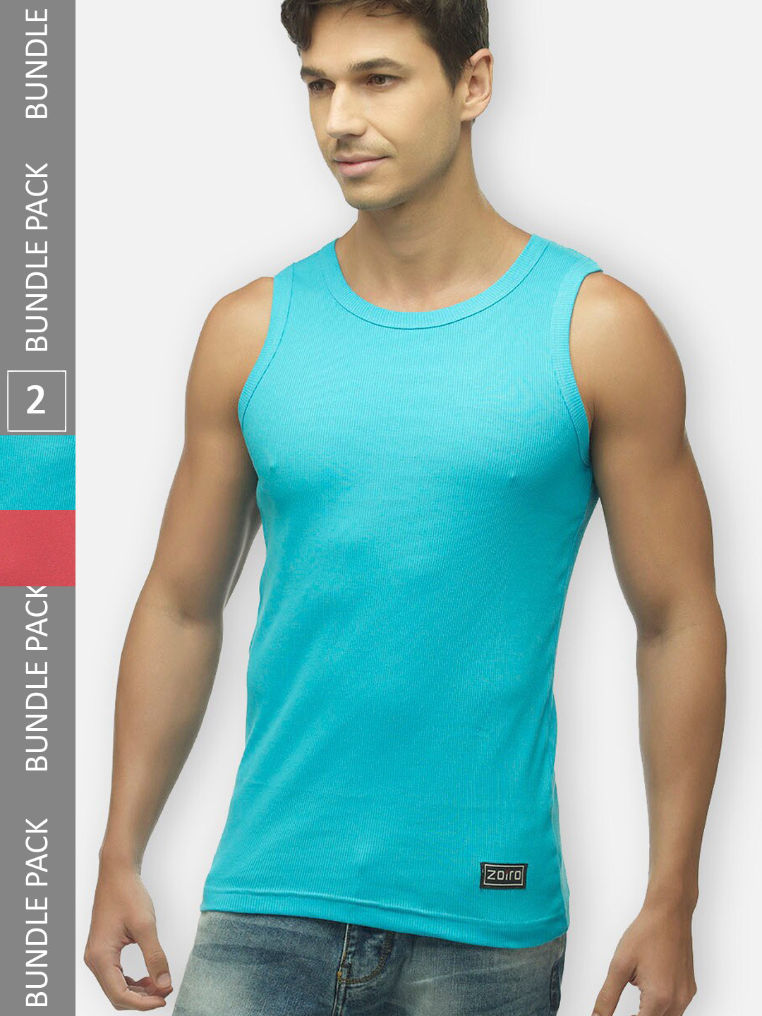 

Zoiro Pack Of 2 Cotton Innerwear Vests, Blue