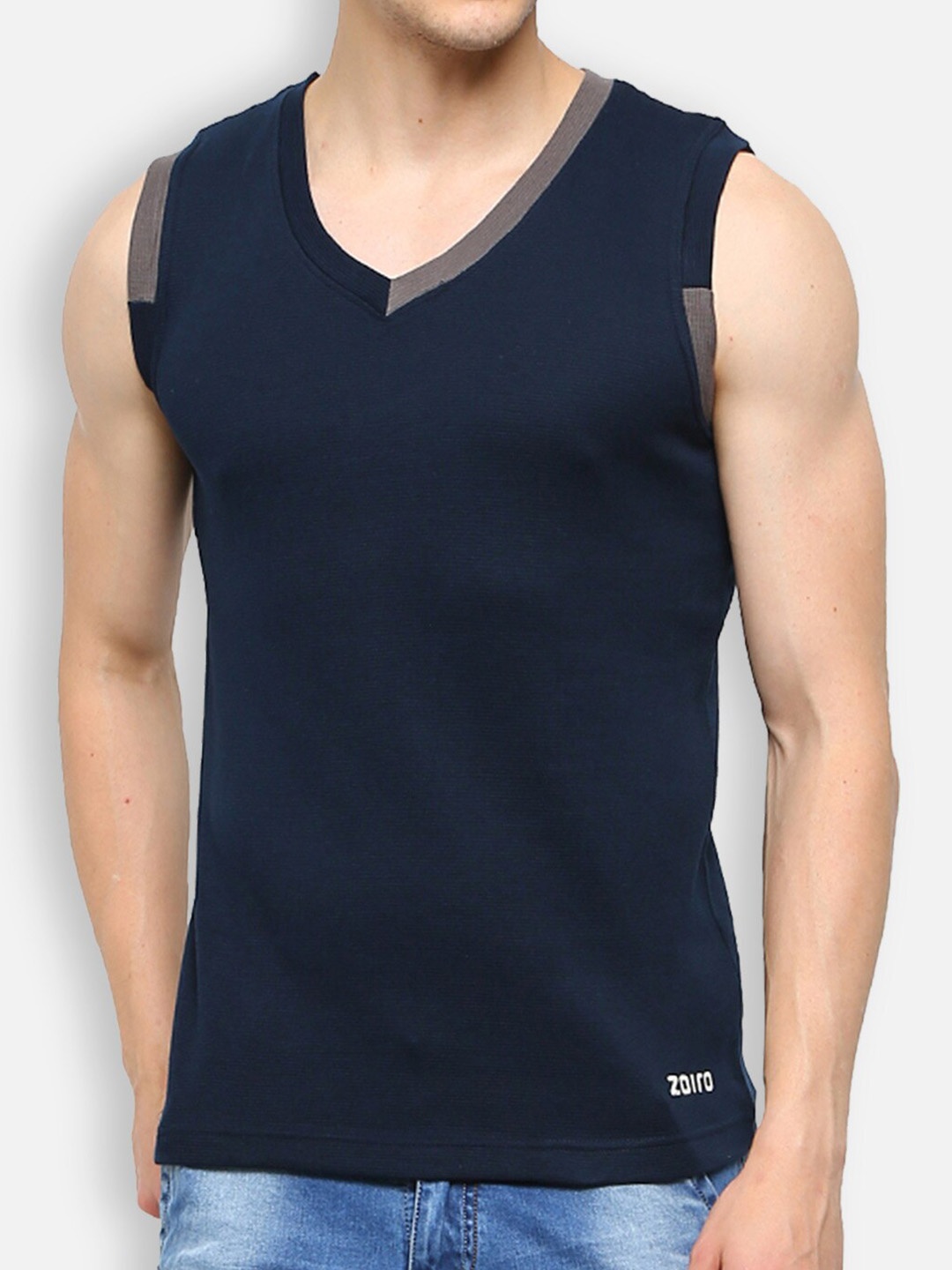 

Zoiro Pure Cotton Sleeveless Innerwear Vest, Navy blue