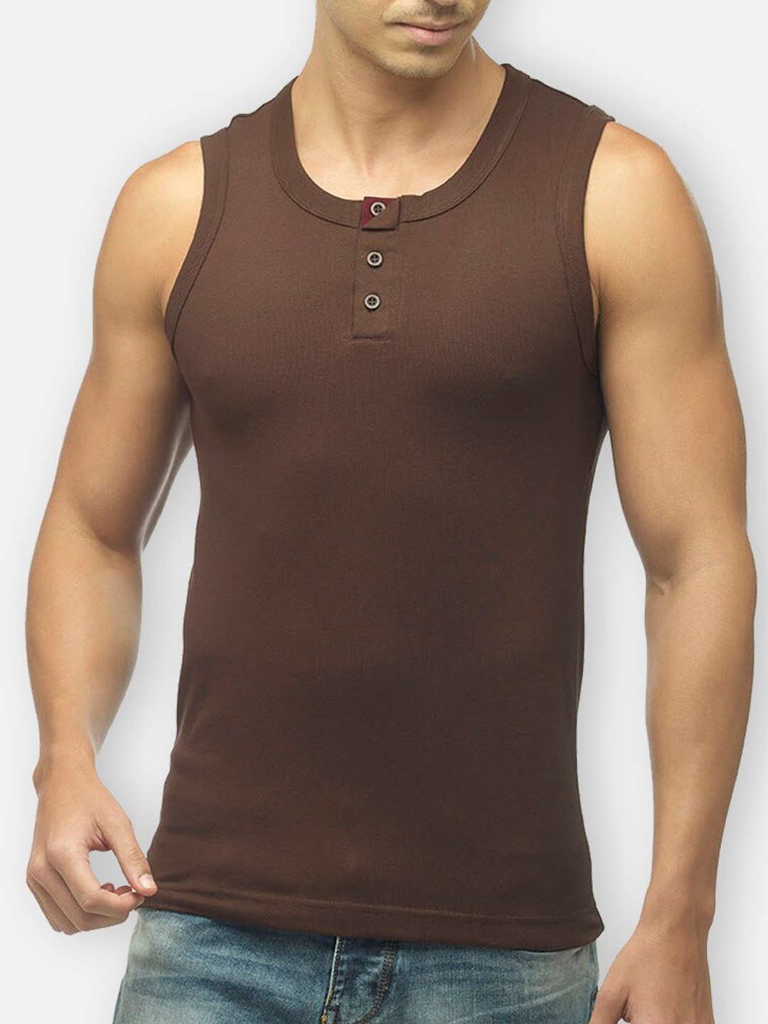

Zoiro Pure Cotton Durable Innerwear Vests, Brown