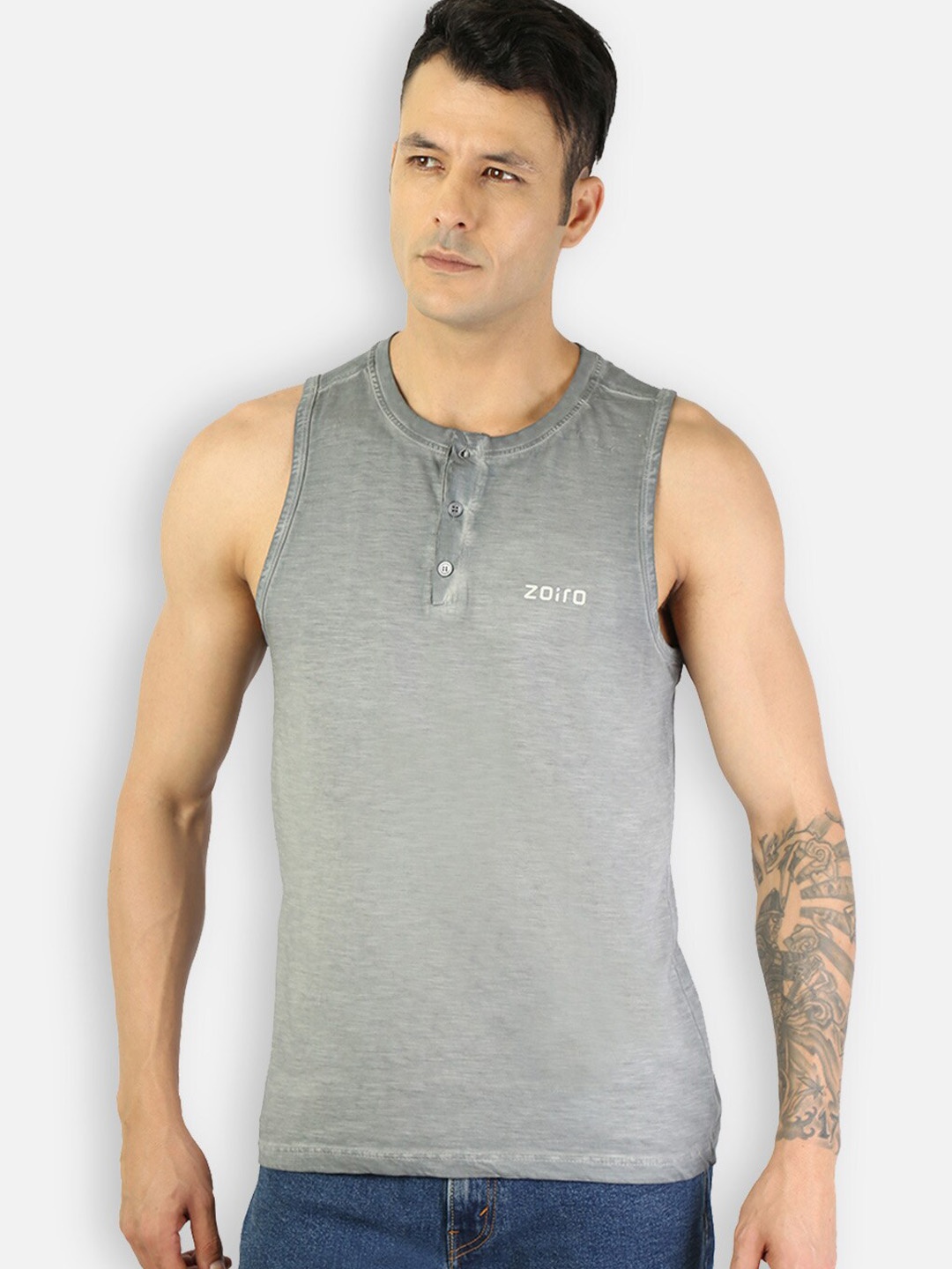 

Zoiro Cotton Sleeveless Innerwear Vest, Grey