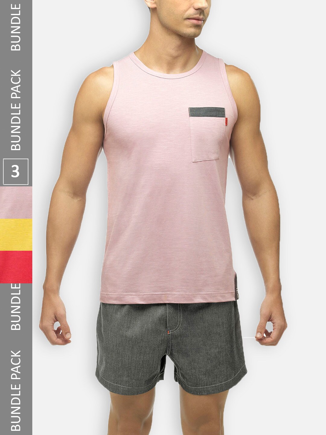 

Zoiro Pack Of 3 Pure Cotton Sleeveless Innerwear Vests, Pink