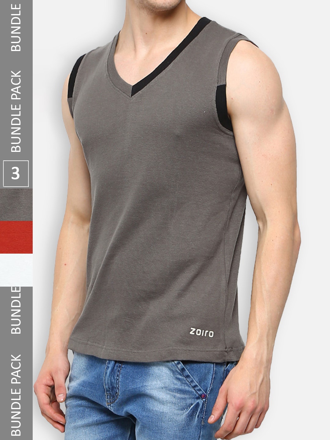 

Zoiro Pack Of 3 Cotton Gym Vests, White