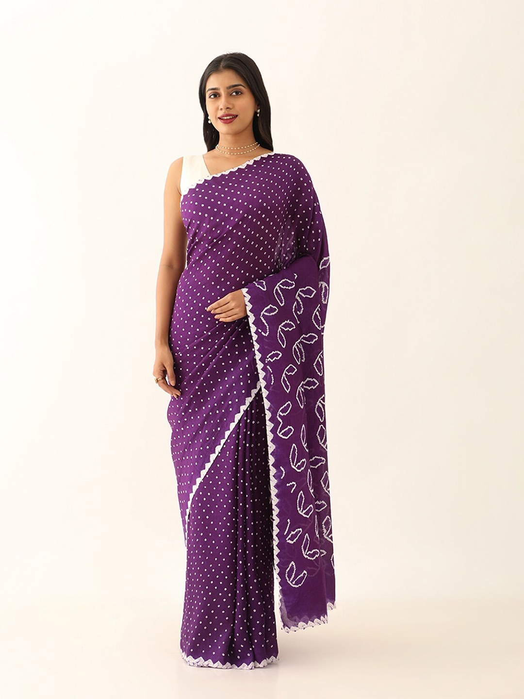 

Taneira Bandhani Printed Pure Silk Saree, Purple
