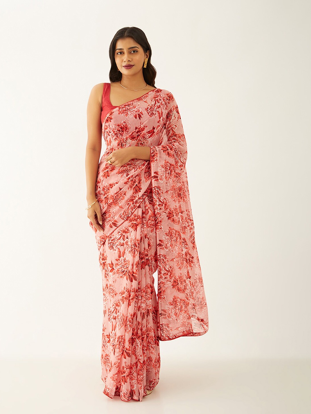 

Taneira Floral Printed Saree, Pink