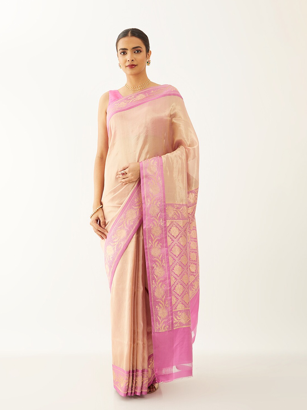 

Taneira Zari Pure Silk Banarasi Saree, Beige