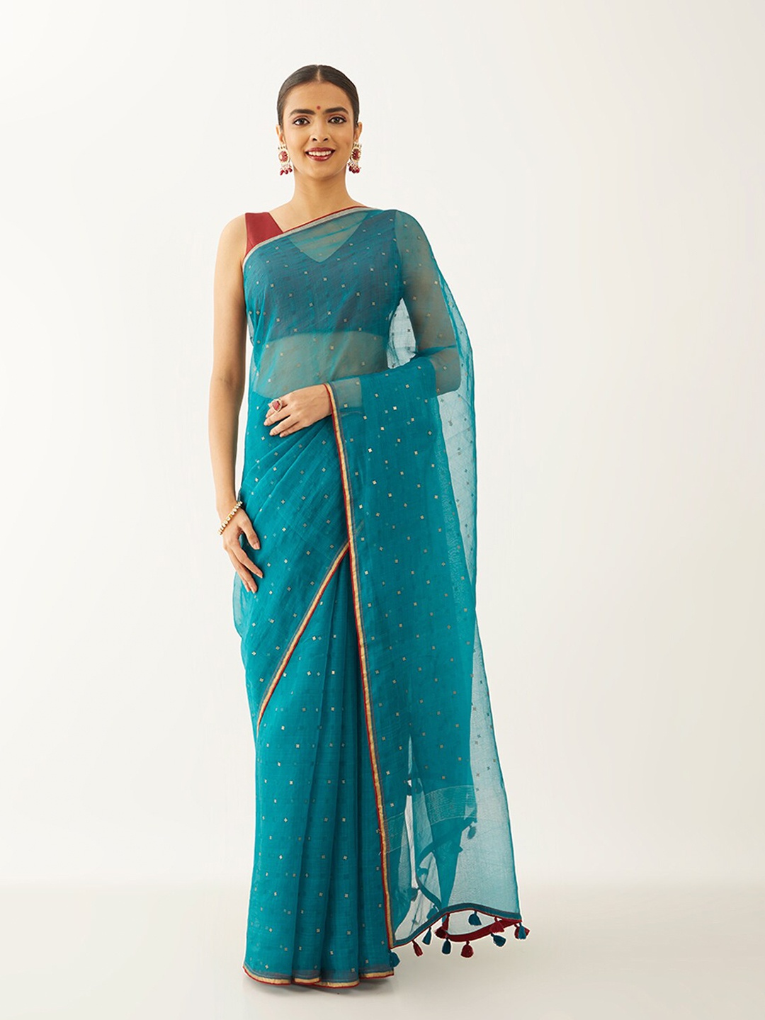 

Taneira Woven Design Zari Organza Saree, Blue