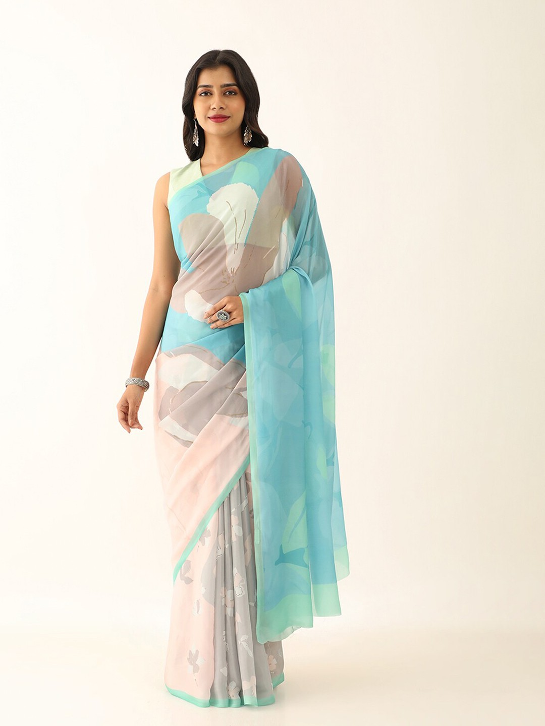 

Taneira Floral Printed Saree, Blue