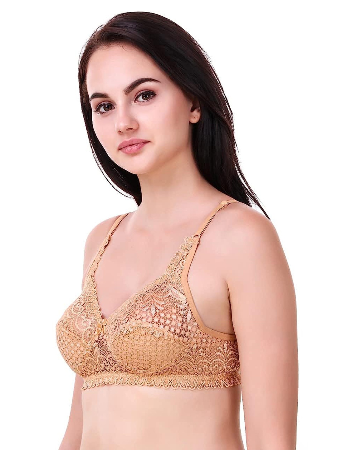 

LYTIX Floral Everyday Bra Full Coverage Non Padded All Day Comfort, Gold