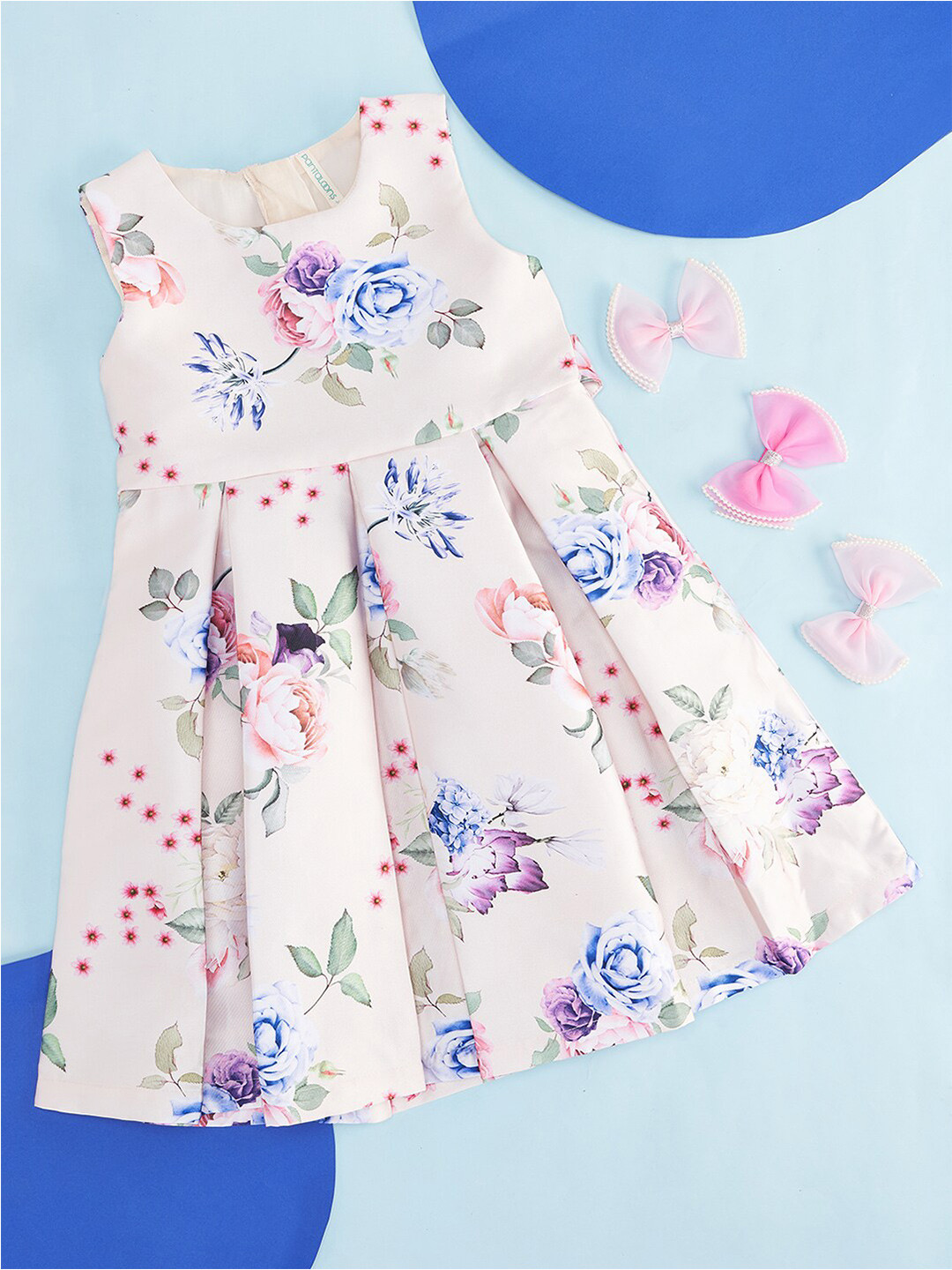 

Pantaloons Junior Floral Printed Sleeveless Cotton Fit & Flare Dress, Off white