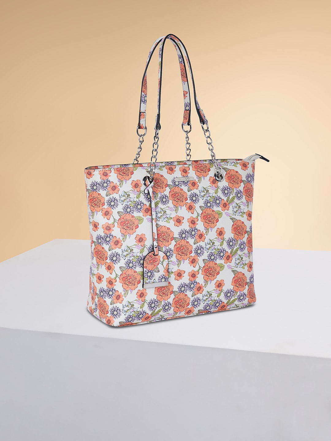 

Forever Glam by Pantaloons Floral Printed PU Shopper Shoulder Bag, White