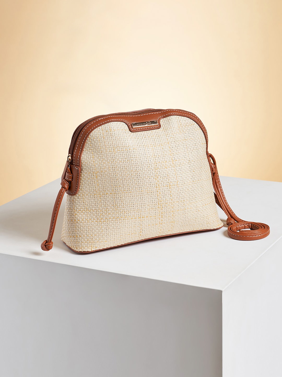 

Forever Glam by Pantaloons Textured Structured Handheld Bag, Off white