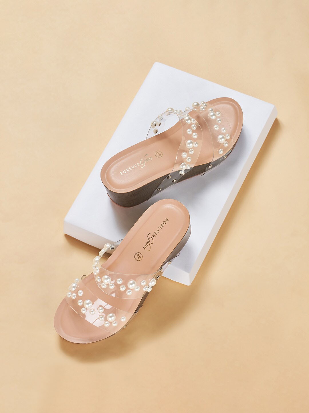 

Forever Glam by Pantaloons White Embellished Wedge Sandals