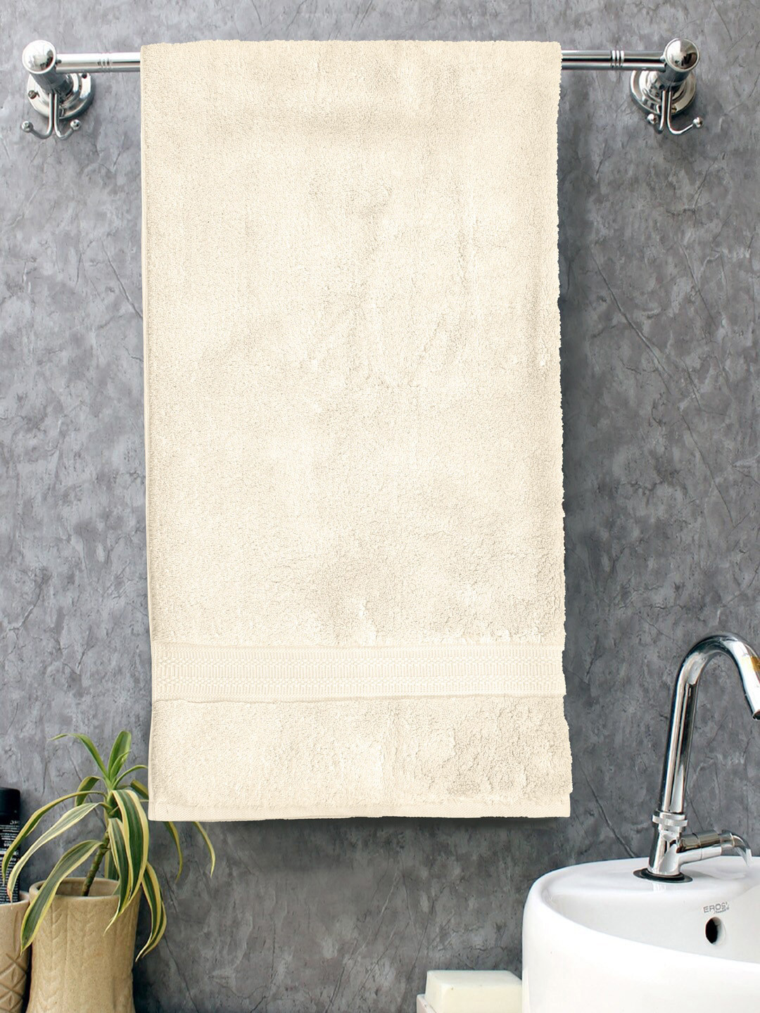 

Home Fresh NectorSoft Cream-Colored 500 GSM Pure Cotton Large Bath Towel