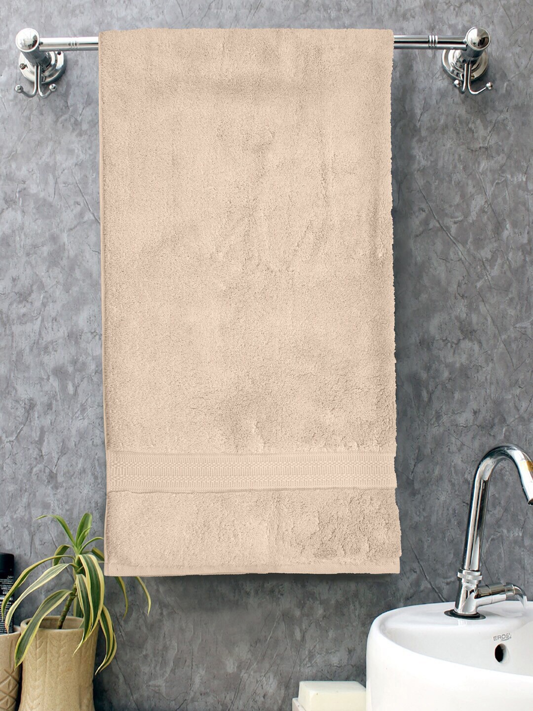 

Home Fresh Beige Self-Designed 500 GSM Pure Cotton Bath Towel