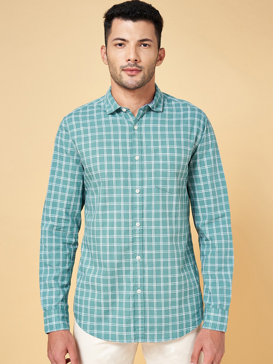 

BYFORD by Pantaloons Checked Slim Fit Casual Shirt, Green