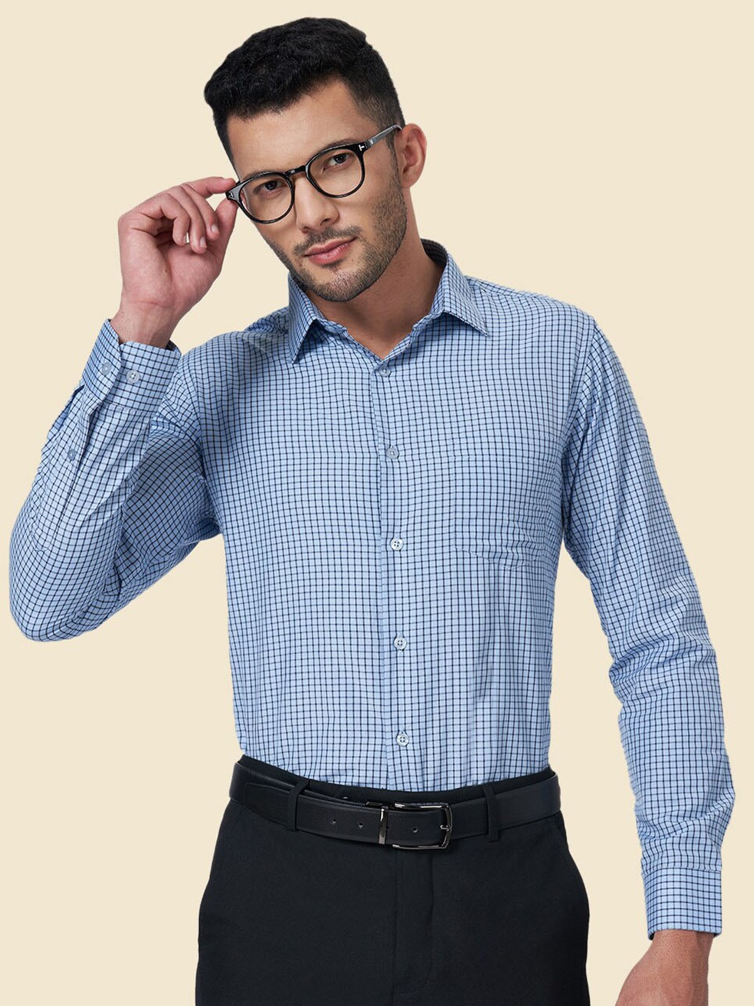 

YU by Pantaloons Slim Fit Micro Checked Formal Shirt, Grey
