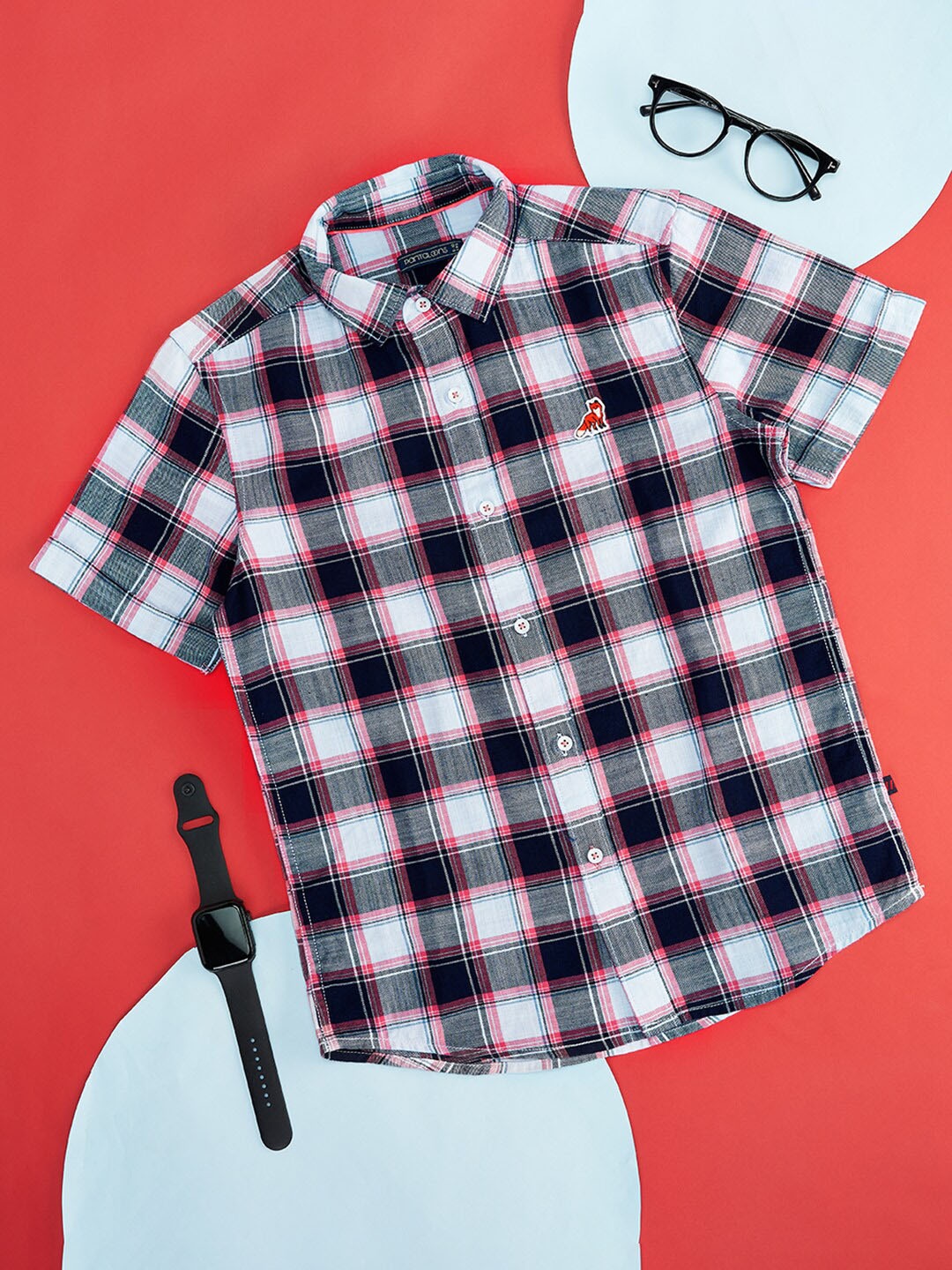 

Pantaloons Junior Boys Tartan Checked Cotton Casual Shirt, Pink