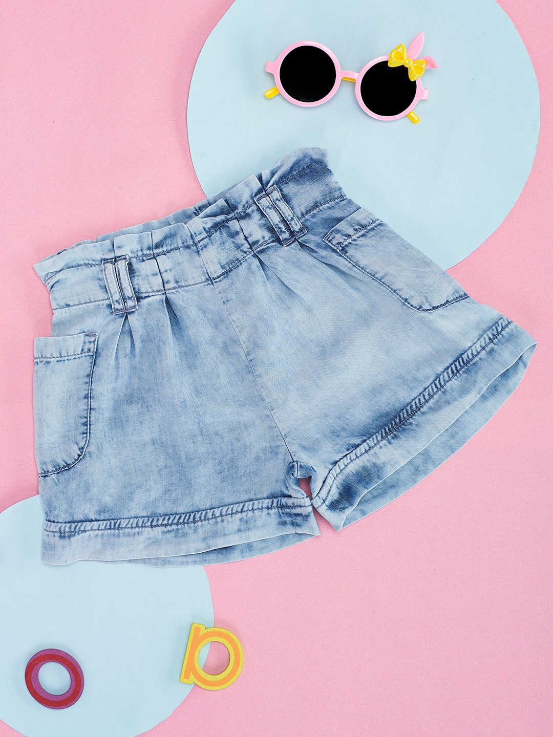 

Pantaloons Junior Girls Washed Denim Shorts, Blue