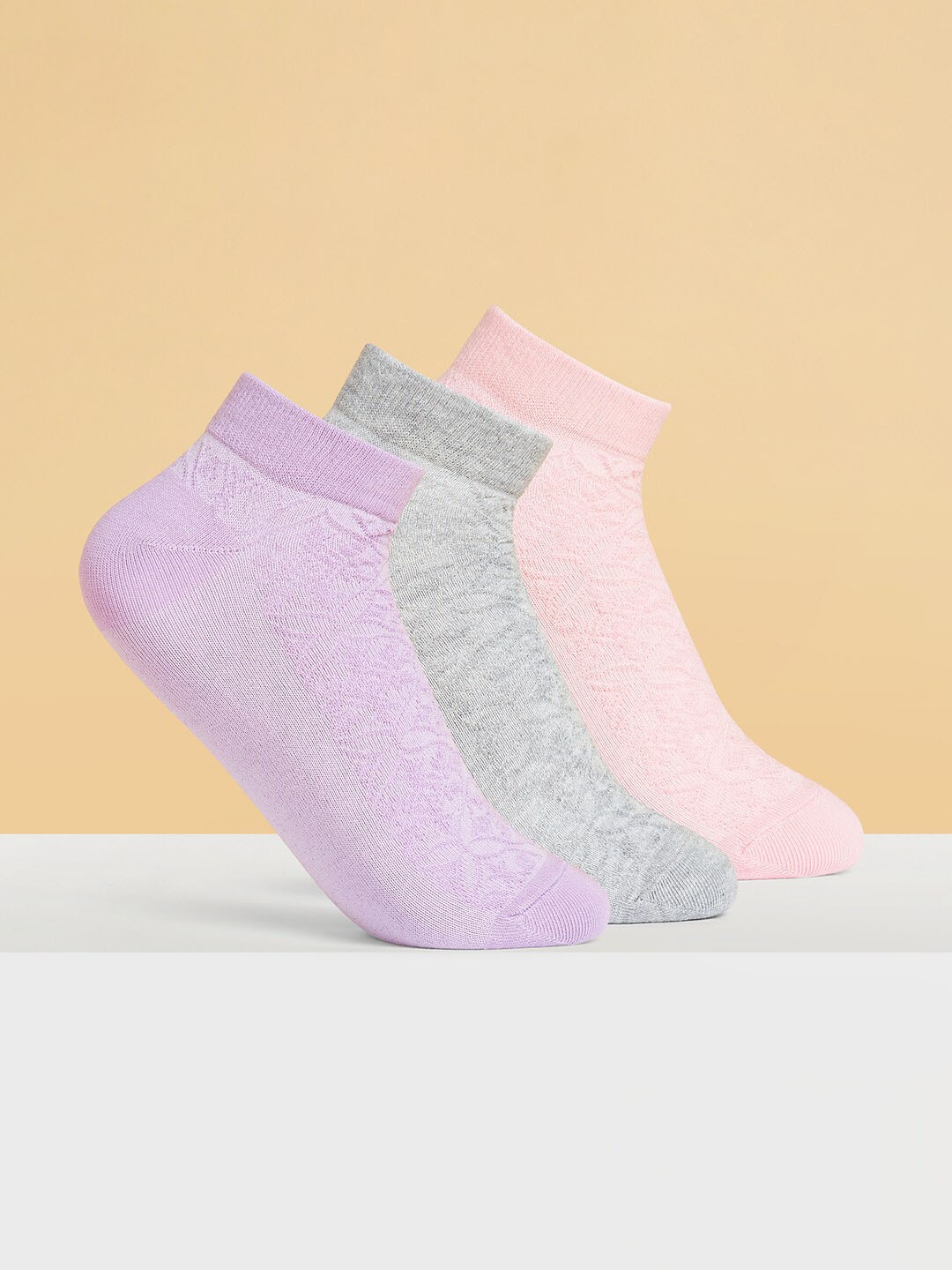 

Honey by Pantaloons Women Pack Of 3 Patterned Ankle-Length Socks, Purple