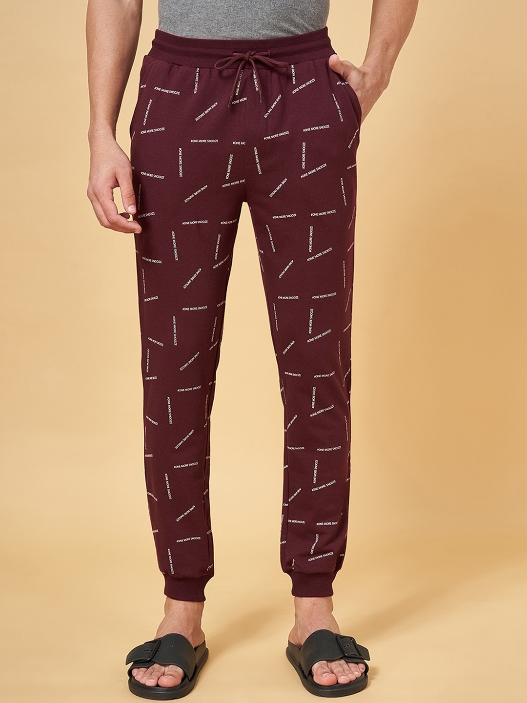 

Ajile by Pantaloons Typography Printed Cotton Lounge Joggers, Maroon