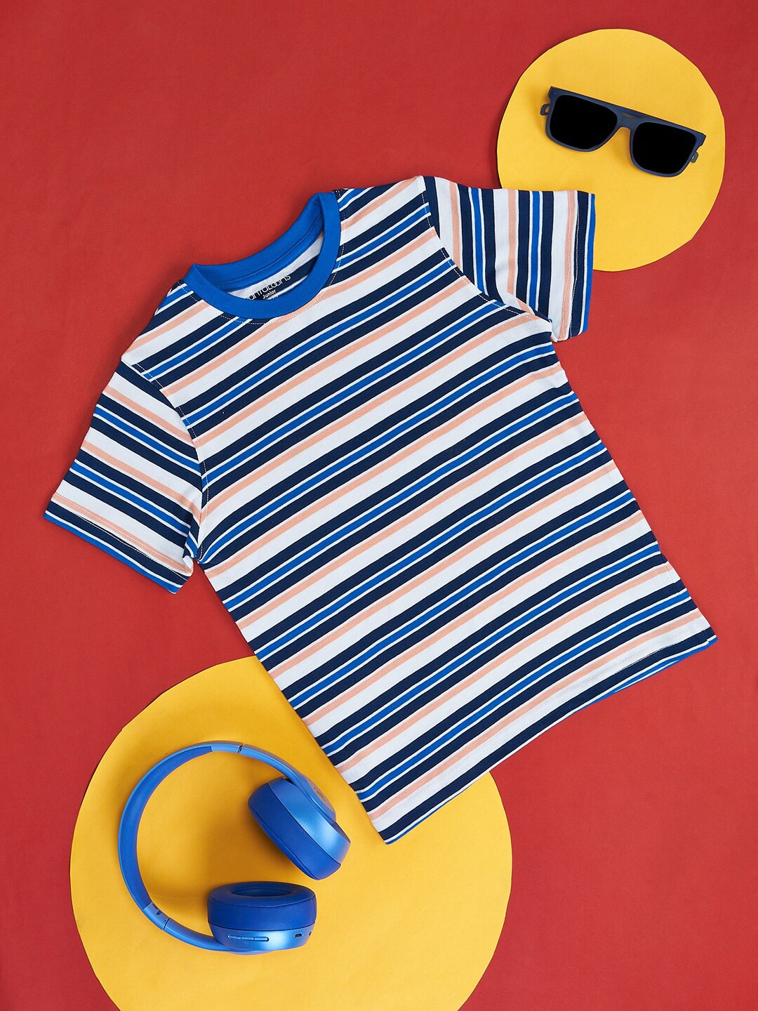 

Pantaloons Junior Boys Striped Casual Cotton T-shirt, Blue