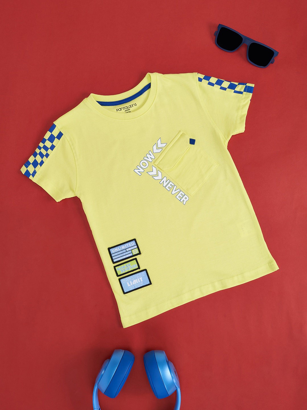 

Pantaloons Junior Boys Typography Printed Casual Cotton T-shirt, Yellow