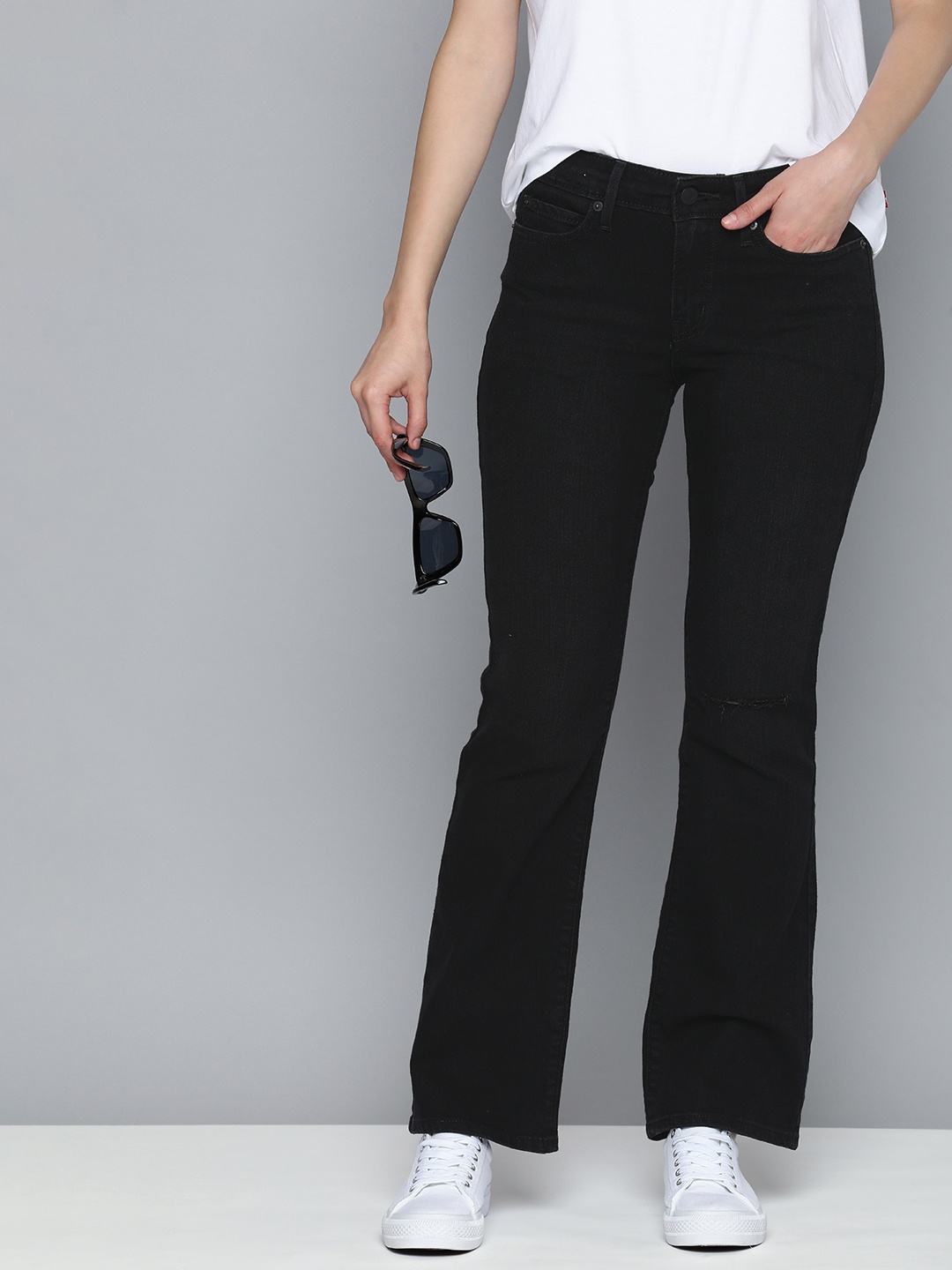 Levis Women Mid Rise 715 Bootcut Jeans, Black