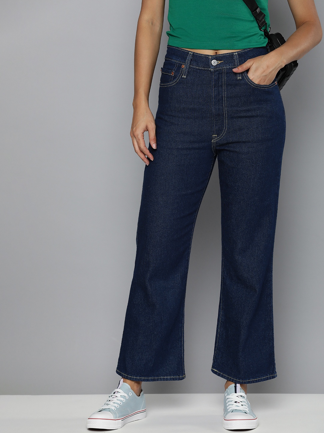 

Levis Women Bootcut High-Rise Stretchable Crop Jeans, Blue