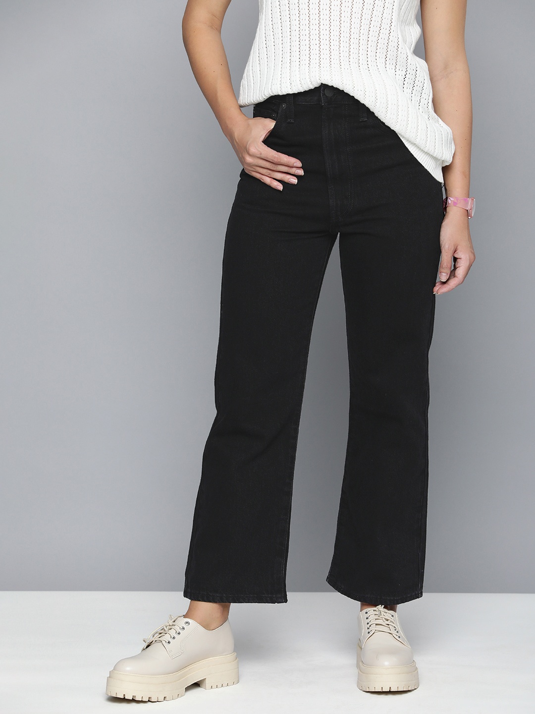 

Levis Women Bootcut High-Rise Pure Cotton Jeans, Black