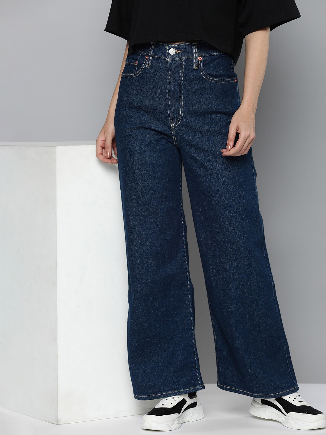 

Levis Women Wide Leg High-Rise Stretchable Jeans, Navy blue