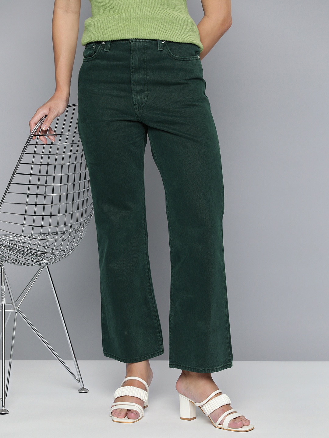 

Levis Women Pure Cotton Bootcut High-Rise Jeans, Green