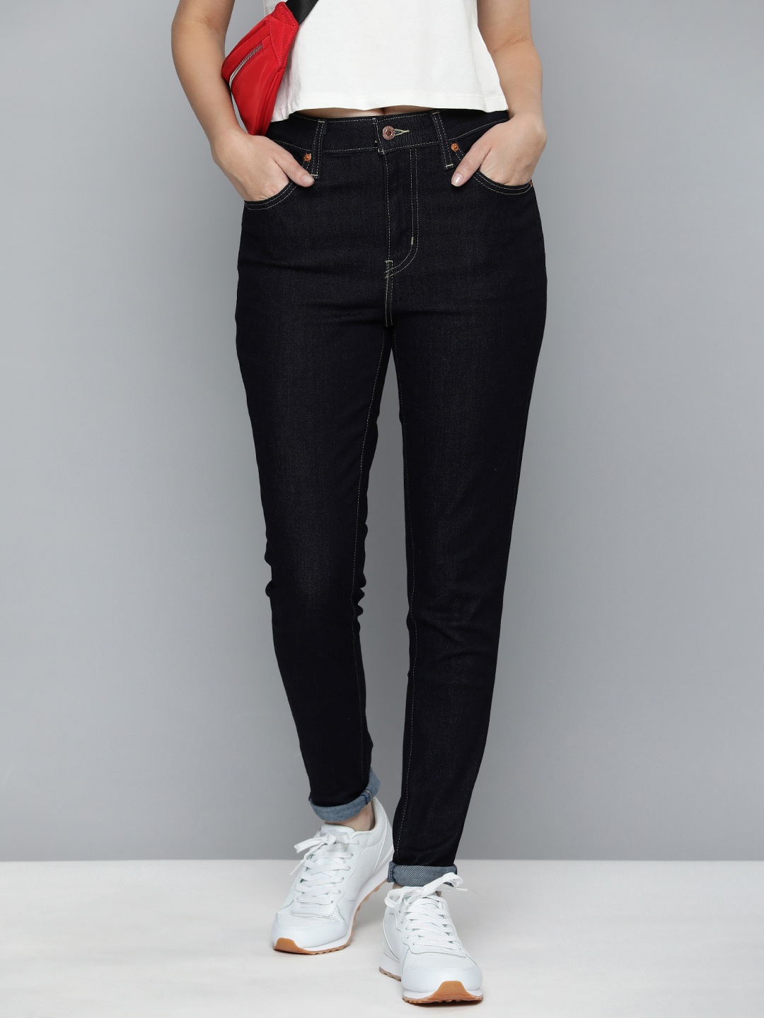 

Levis Women 721 Skinny Fit High-Rise Stretchable Jeans, Navy blue