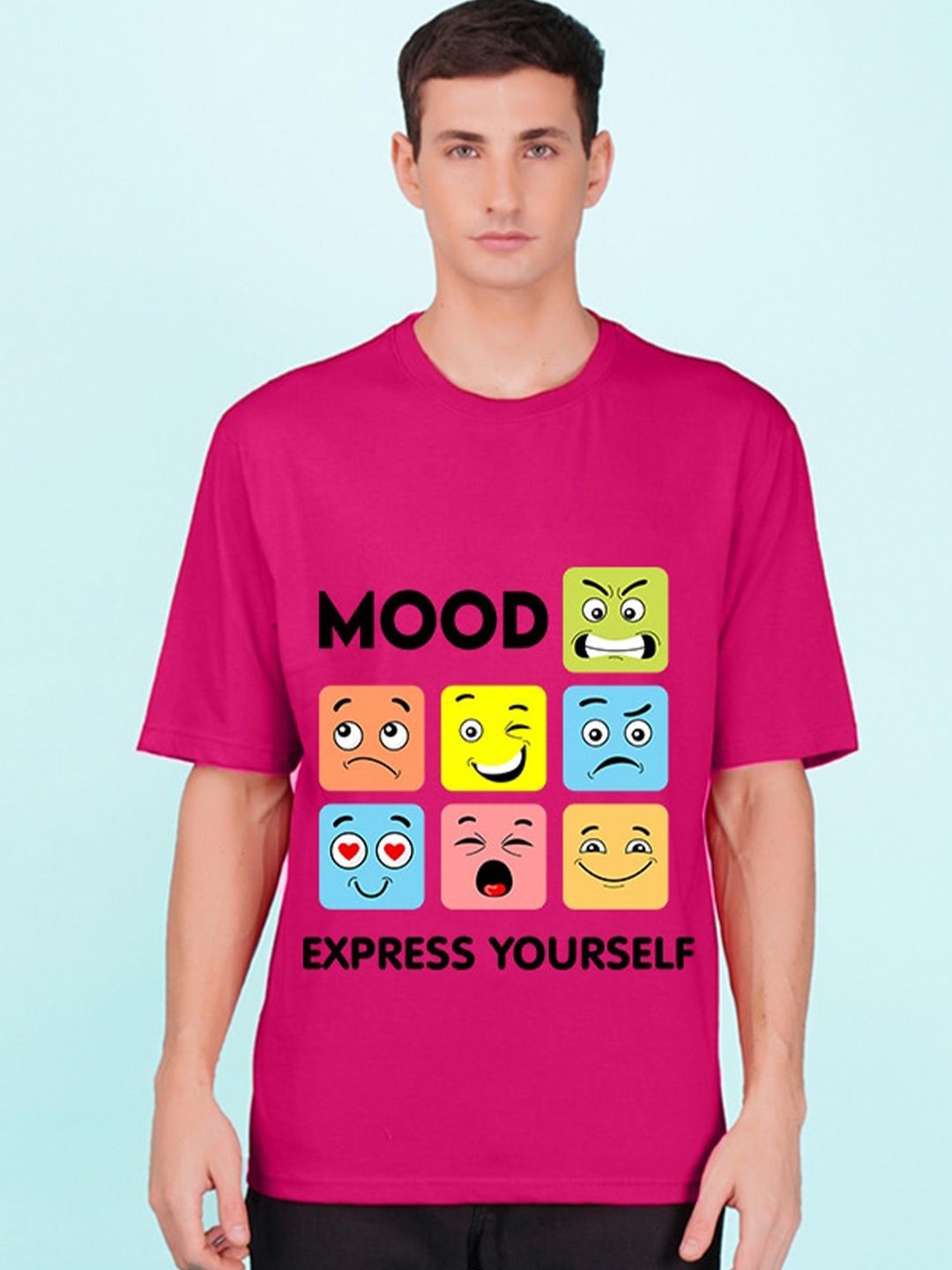 

NUSYL Typography Printed Oversized Cotton T-shirt, Pink