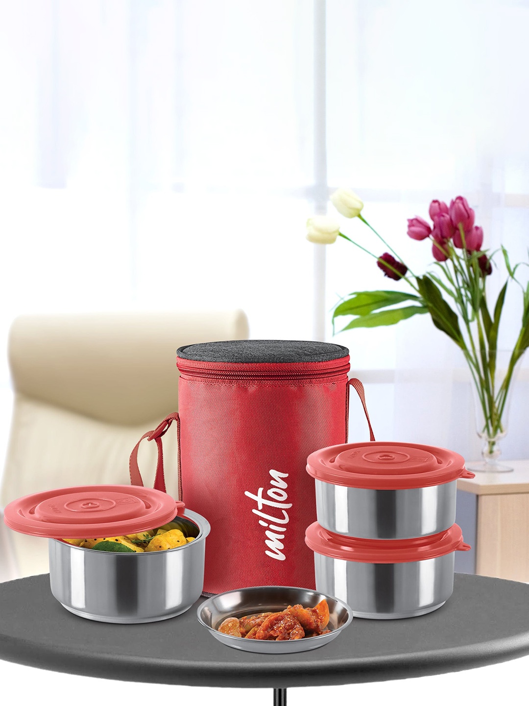 

Milton Red Ambition 3 Stainless Steel Tiffin 3 Containers - 300 ml